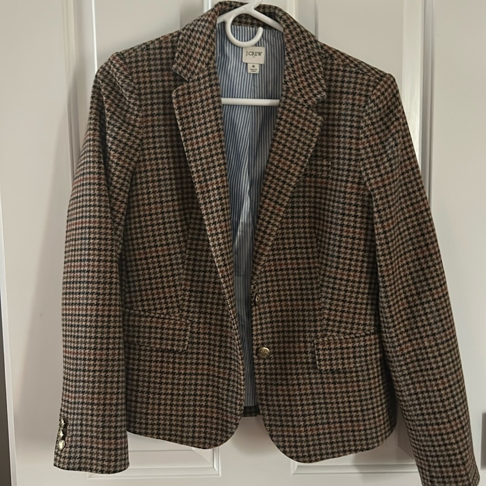 J. Crew Schoolboy Blazer Plaid Houndstooth Print Sz 8